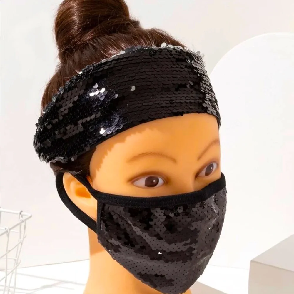 Sequin face Mask cover & Head /Hair Band ♠️
